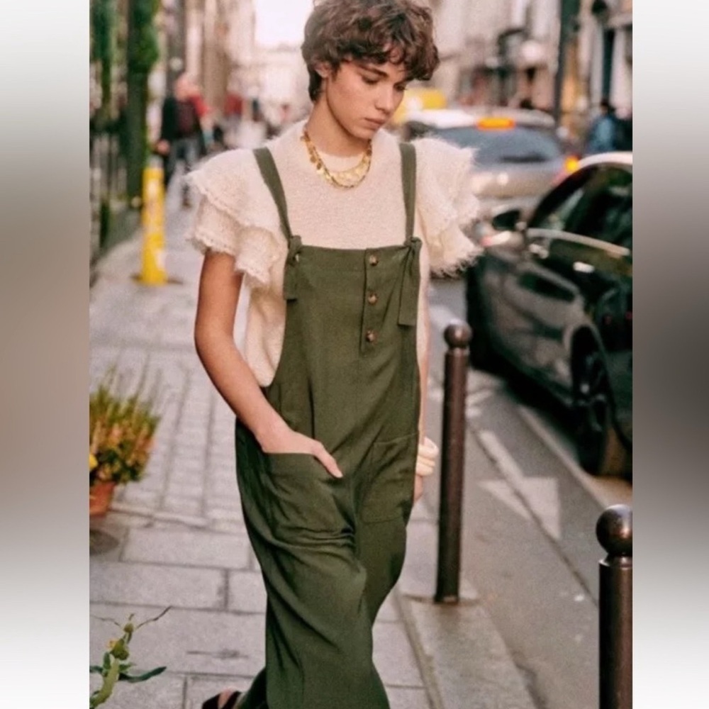 sezane brian jumpsuit green FR38/US6